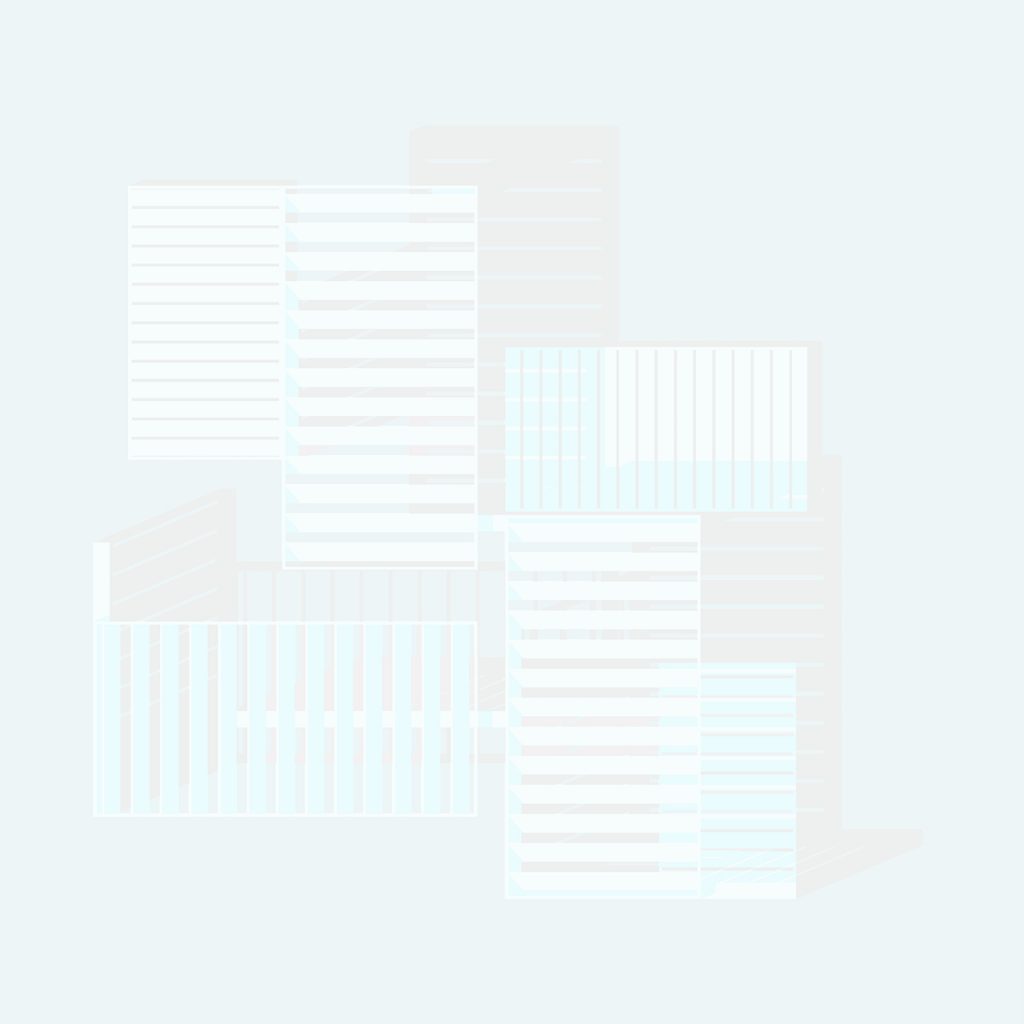 Abstract architectural layout in very pale pink, blue and white.