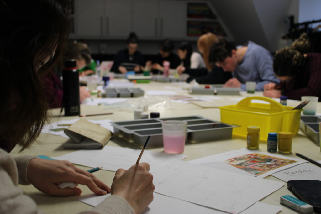 Craft materials on a table